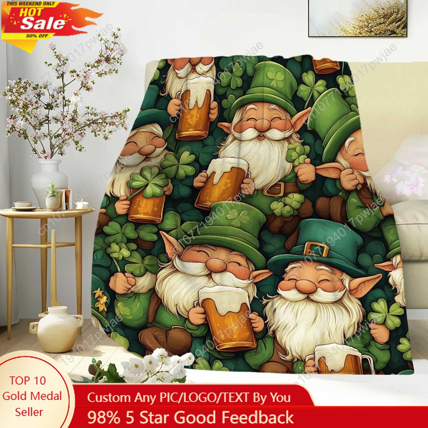 Home Textiles Throw - St. Patrick’s Day Gnome Throw Blanket