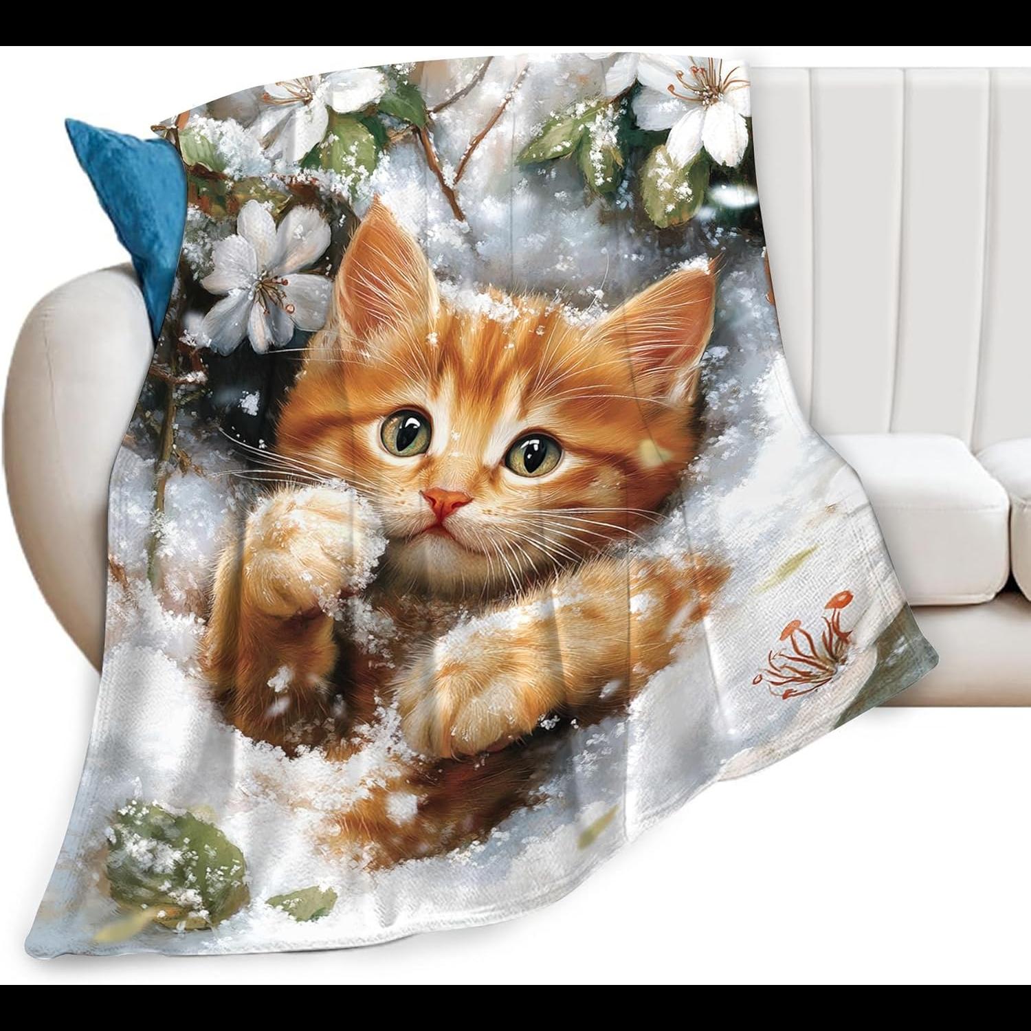 Home Textiles Throw - Cozy CatThemed Fleece Throws Soft Warm