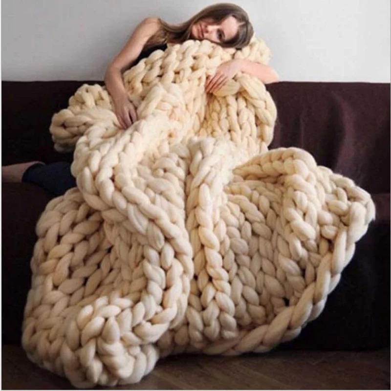 Fashion Chunky Wool Blanket Th - đánh giá và giá Throw Blanket Chunky Knit