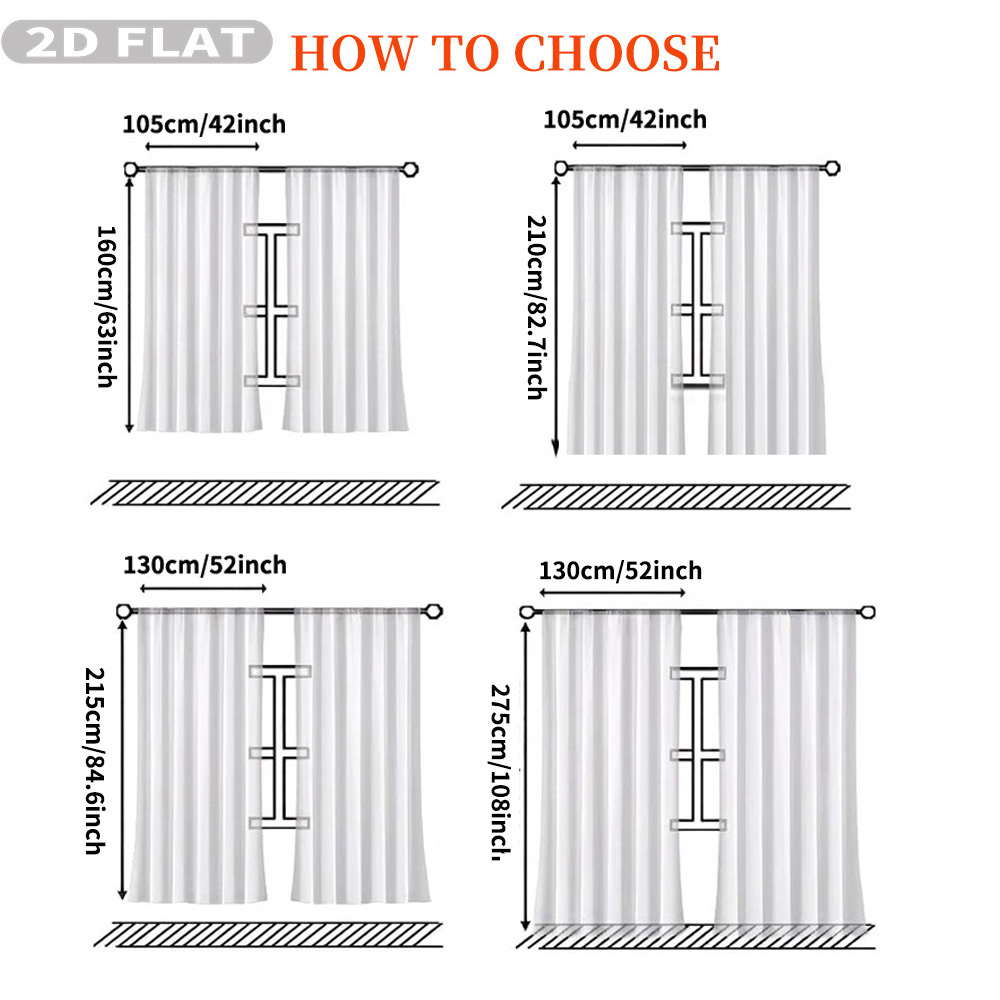 Custom 2D Flat 2pcs Sheer Curt - đánh giá và giá Home Textiles Curtains