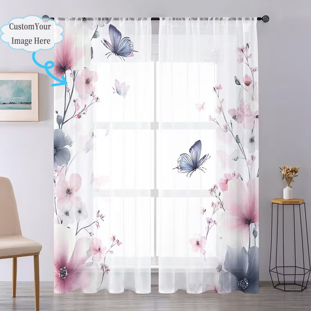 Custom 2D Flat 2pcs Sheer Curt - đánh giá và giá Home Textiles Curtains